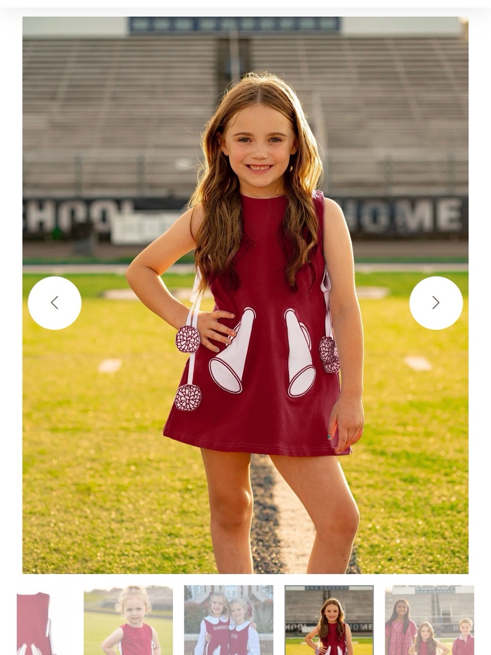 Girls' Maroon Pom & Megaphone A-Line Dress